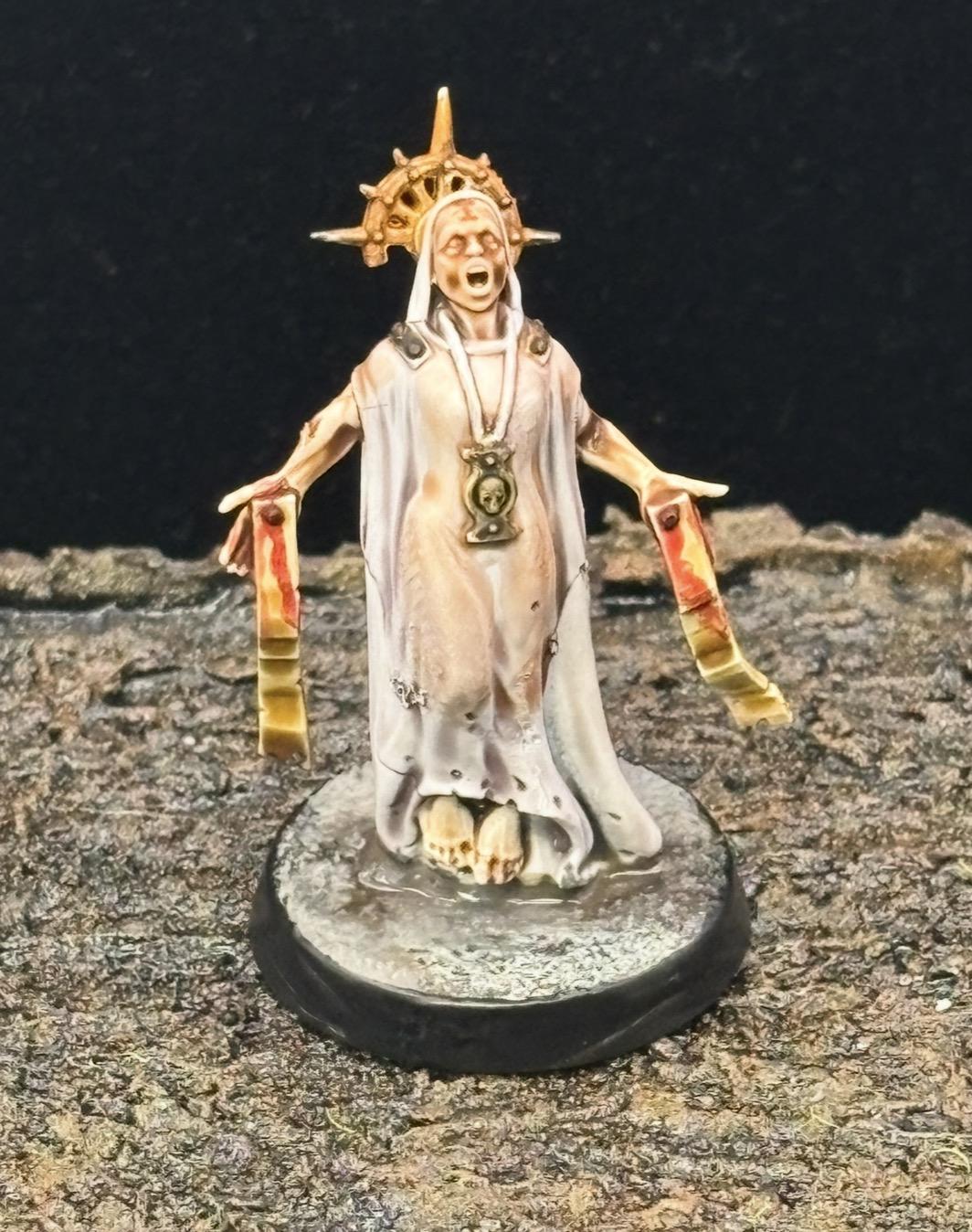 A Sanctifier Miraculist floating slightly above the ground in sheer robes painted in a few hours